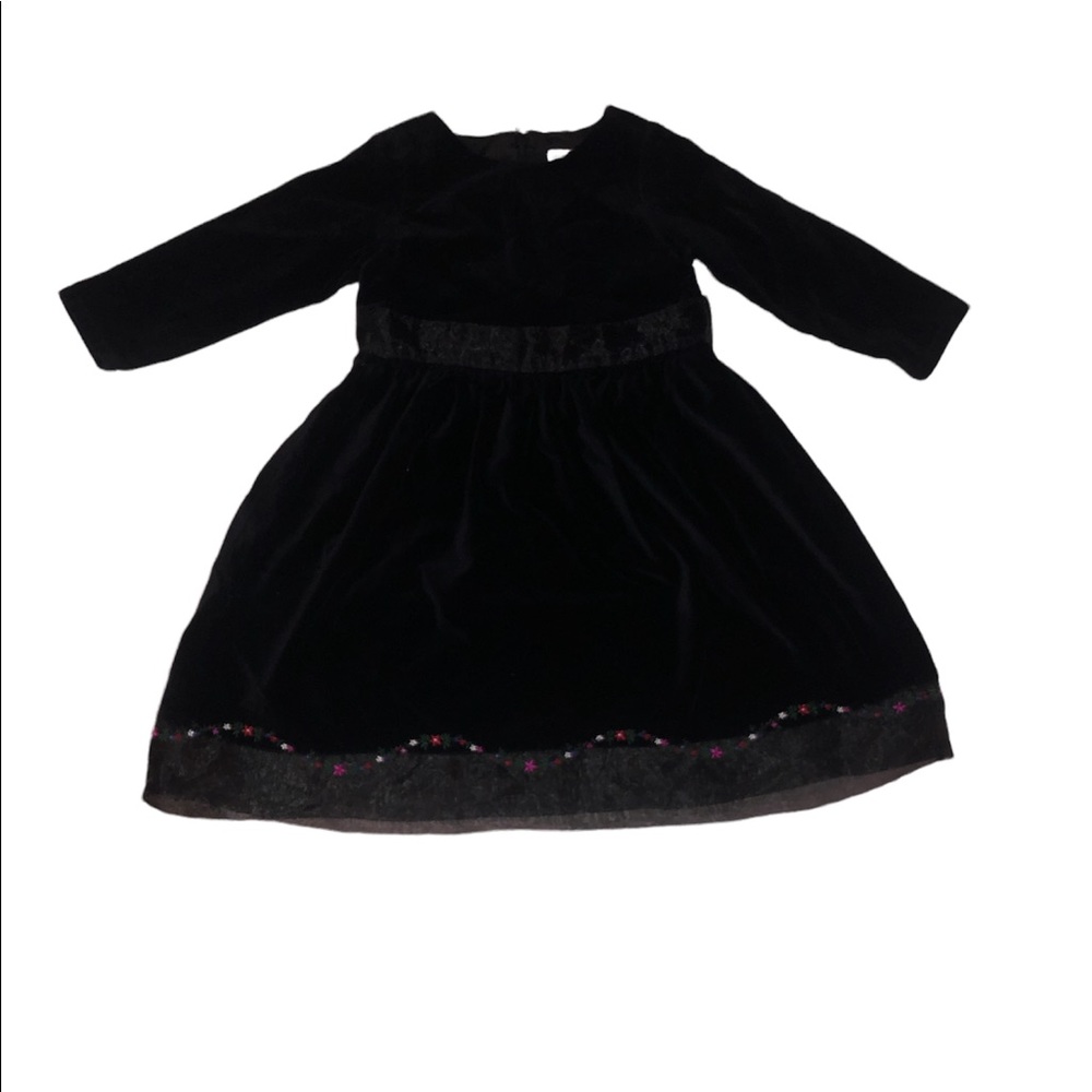 Black Party Dress with floral design on bottom trim 3t